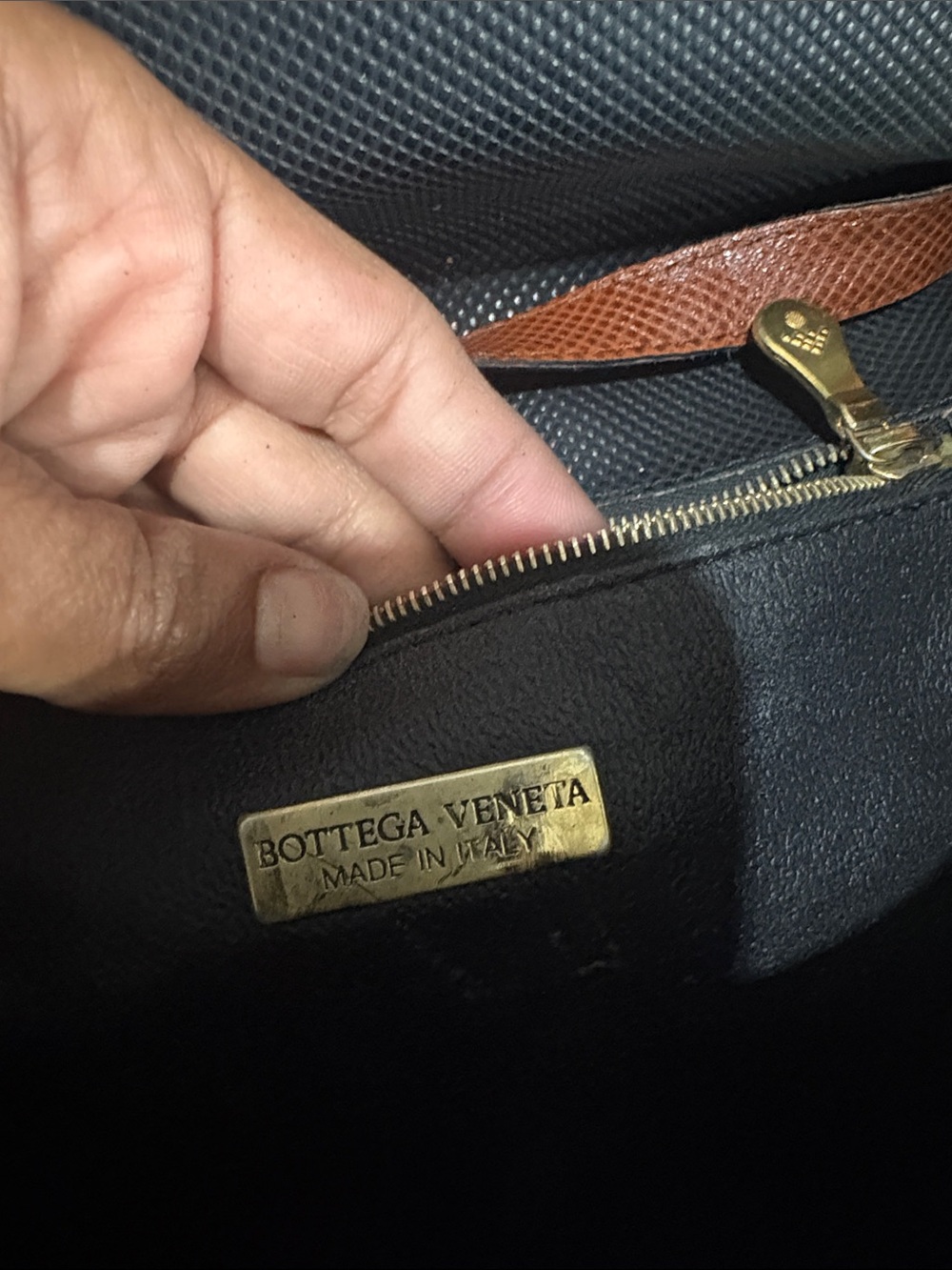 Bottega Veneta Black Crossbody Bag with Brown Leather Trim and Tassel - Picture 2 of 2